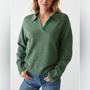 Michael Stars Jonas Johnny Collar green Sweater NWT